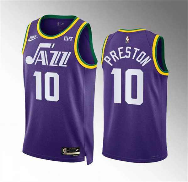 Mens Utah Jazz #10 Jason Preston Purple 2023-24 City Edition Stitched Basketball Jersey Dzhi->->NBA Jersey